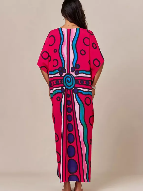 Maillots de bain de plage oversize à manches courtes et col en V style athlétique bleu foncé