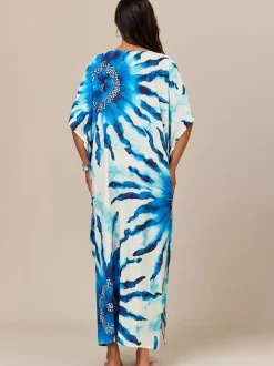 Maillots de bain de plage oversize à manches courtes et col en V style athlétique bleu foncé