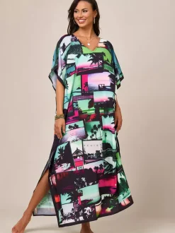 Maillots de bain de plage oversize à manches courtes et col en V style athlétique bleu foncé