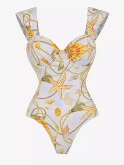 Maillots de bain Femme Ensemble Maillot de bain Jaune Sexy Drapé Sans Manches