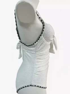 Maillots de bain une pièce pour femmes n艙uds blancs maillots de bain d'été pour la plage