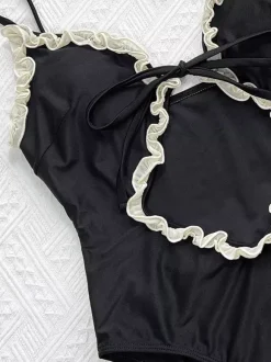 Maillots de bain une pièce pour femmes imprimé léopard bretelles découpées décolleté maillots de bain sexy d'été