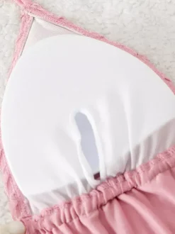 Maillots de bain deux pièces pour femmes roses à lacets maillots de bain sexy d'été