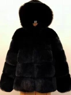 Manteau à capuche en fausse fourrure Veste courte d'hiver en fourrure écologique pour femme 2026