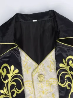 Manteau à manches longues avec boutons brodés rétro rouge vintage pour homme Bourgogne
