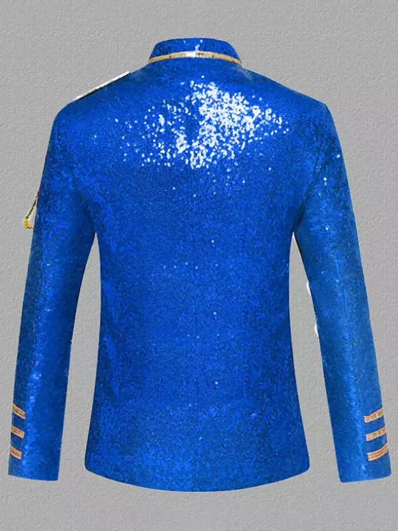 Manteau Argent Vintage Top Vintage Paillettes Chaînes Manches Longues Polyester Pardessus Rétro Costumes Pour Homme Bourgogne