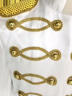 Manteau Blanc Vintage Top Vintage Polyester Paillettes Chaînes Manches Longues Rétro Costumes Pour Homme