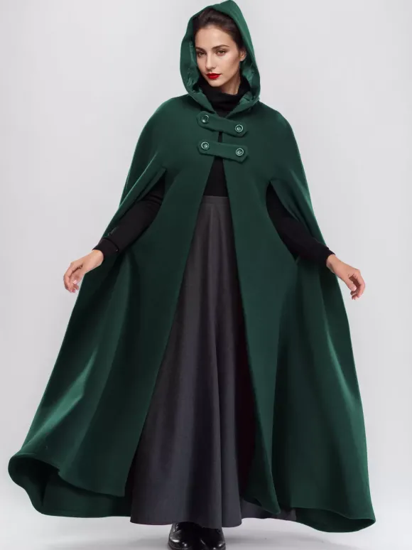 Manteau cape maxi en mélange de laine avec capuche bordeaux poncho pleine longueur vêtements d'extérieur surdimensionnés pour femmes 2026