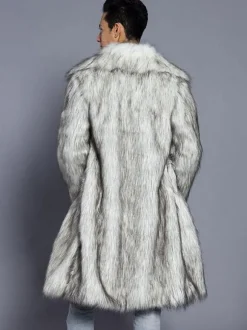Manteau confortable blanc unicolore en fausse fourrure en polyester
