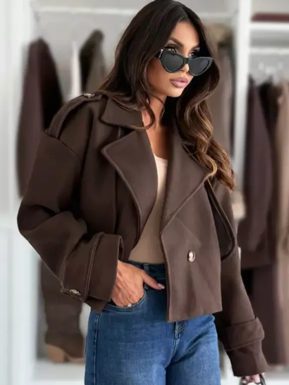 Manteau court oversize à épaules tombantes pour femme 2026