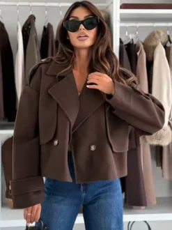 Manteau court oversize à épaules tombantes pour femme 2026