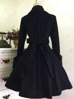 Manteau De Laine Lolita Classique N艙ud Pardessus Fourrure Hiver Lolita Déguisements Noël