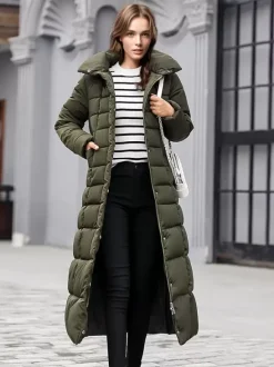Manteau d'hiver à capuche avec col en fausse fourrure amovible et ceinture pour femme