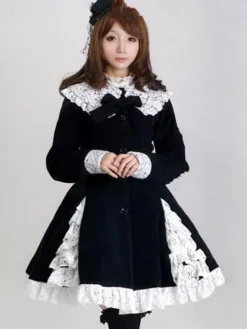 Manteau d'hiver Lolita en laine et laine Déguisements Halloween