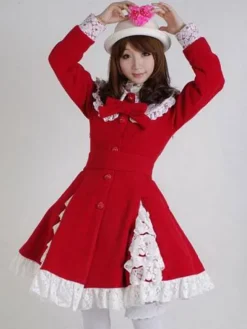 Manteau d'hiver Lolita en laine et laine Déguisements Halloween
