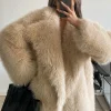 Manteau en fausse fourrure à revers cranté veste d'hiver écologique de couleur unie pour femmes 2026