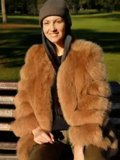 Manteau en fausse fourrure à col ras du cou pour femme veste d'hiver écologique en fourrure 2026