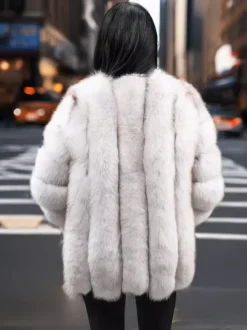 Manteau en fausse fourrure à col ras du cou pour femme veste d'hiver écologique en fourrure 2026