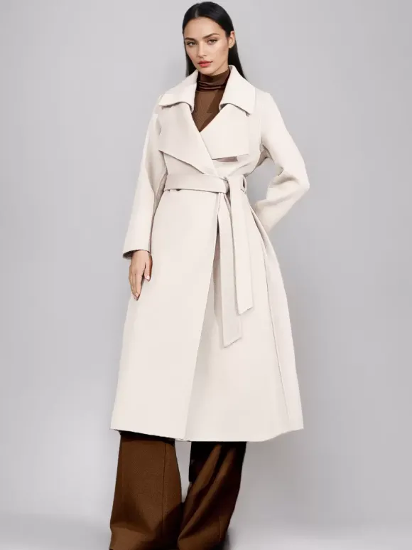 Manteau en laine rouge et cachemire mélangé pour femme Bordeaux croisé double face vêtements d'extérieur d'hiver 2026