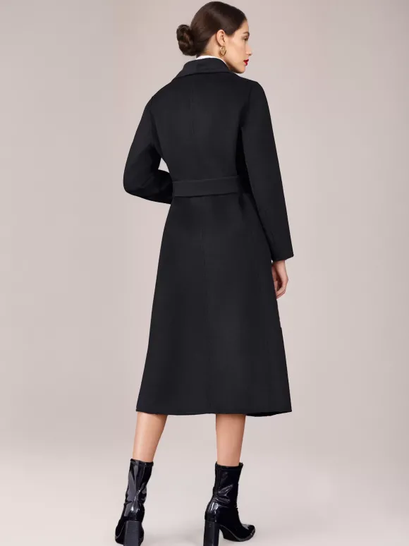 Manteau en mélange de laine et de cachemire avec ceinture Camel à revers large vêtement d'extérieur double face pour femme 2026