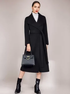 Manteau en mélange de laine et de cachemire avec ceinture Camel à revers large vêtement d'extérieur double face pour femme 2026