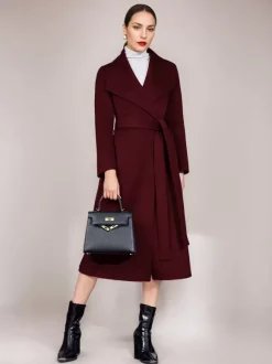 Manteau en mélange de laine et de cachemire avec ceinture Camel à revers large vêtement d'extérieur double face pour femme 2026