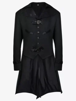 Manteau en polyester à manches longues et boucle élégante vintage marron café pour homme Bourgogne