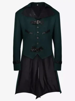 Manteau en polyester à manches longues et boucle élégante vintage marron café pour homme Bourgogne