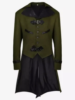 Manteau en polyester à manches longues et boucle élégante vintage marron café pour homme Bourgogne