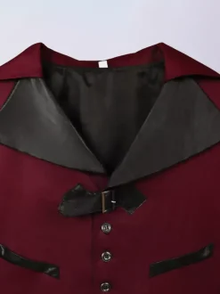 Manteau en polyester à manches longues et boucle élégante vintage marron café pour homme Bourgogne