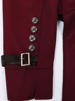 Manteau en polyester à manches longues et boucle élégante vintage marron café pour homme Bourgogne