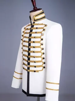 Manteau en polyester à manches longues et boutons de style européen blanc vintage pour homme
