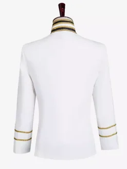 Manteau en polyester à manches longues et boutons de style européen blanc vintage pour homme