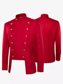 Manteau en polyester à manches longues et boutons élégants vintage rouge pour homme Bourgogne