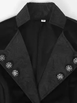 Manteau gothique noir mi-long pour femme trench-coat slim col montant foncé smoking de palais mode automne et hiver