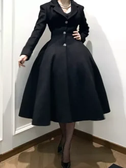 Manteau Lolita gothique classique manteau d'hiver Lolita à ceinture noire
