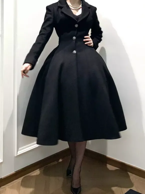 Manteau Lolita gothique classique manteau d'hiver Lolita à ceinture noire
