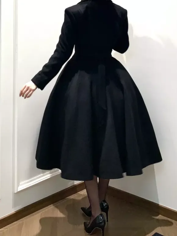 Manteau Lolita gothique classique manteau d'hiver Lolita à ceinture noire