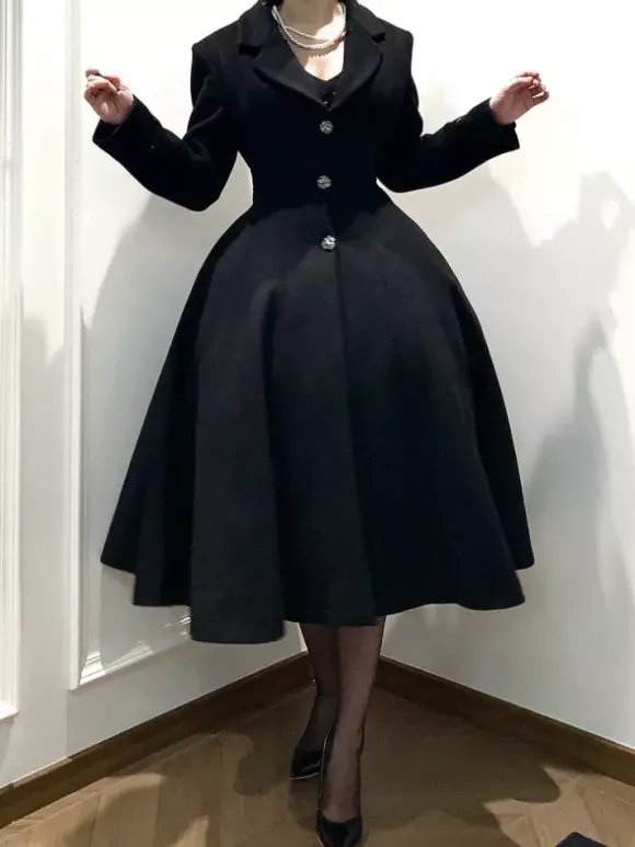 Manteau Lolita gothique classique manteau d'hiver Lolita à ceinture noire