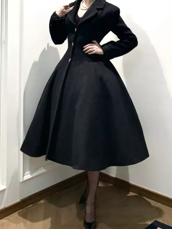 Manteau Lolita gothique classique manteau d'hiver Lolita à ceinture noire