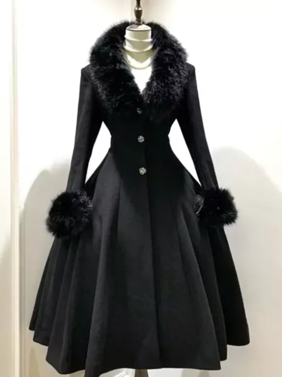 Manteau Lolita gothique classique manteau d'hiver Lolita à ceinture noire