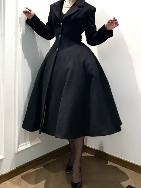 Manteau Lolita gothique classique manteau d'hiver Lolita à ceinture noire