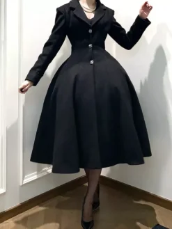 Manteau Lolita gothique classique manteau d'hiver Lolita à ceinture noire