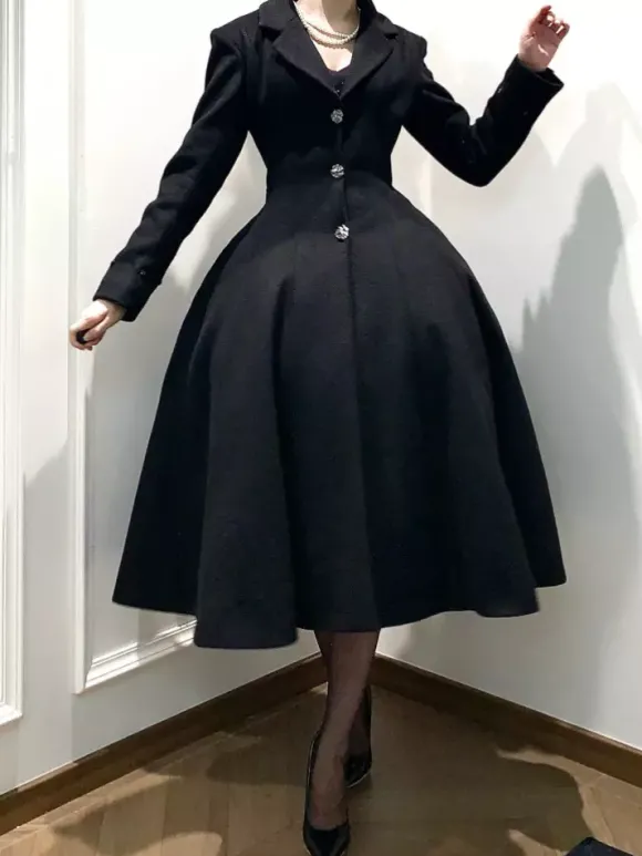 Manteau Lolita gothique classique manteau d'hiver Lolita à ceinture noire