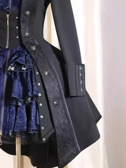 Manteau Lolita gothique Ouji Prince manteau noir trench-coat à manches longues