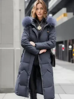 Manteau long à capuche zippé à capuche vêtements d'extérieur décontractés de qualité
