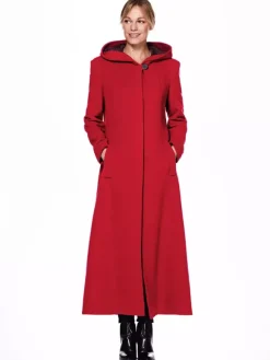 Manteau long en laine mélangée pour femme à capuche chaud hiver 2026