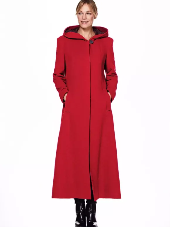 Manteau long en laine mélangée pour femme à capuche chaud hiver 2026