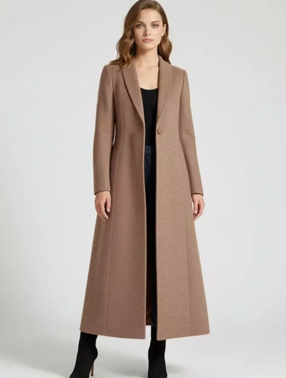 Manteau Long Femme D'hiver Pour Femme Col Rabattu Classique Bordeaux