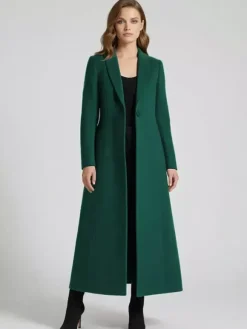 Manteau Long Femme D'hiver Pour Femme Col Rabattu Classique Bordeaux